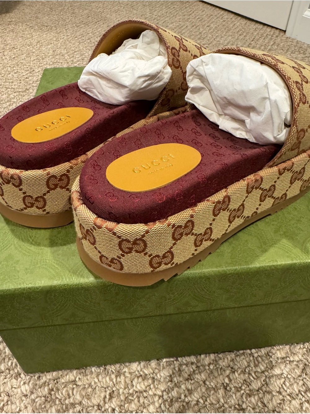Gucci Beige GG Monogram Canvas Angelina Platform Slide NWB & DUST BAG/AUTHENTIC - Picture 8 of 8